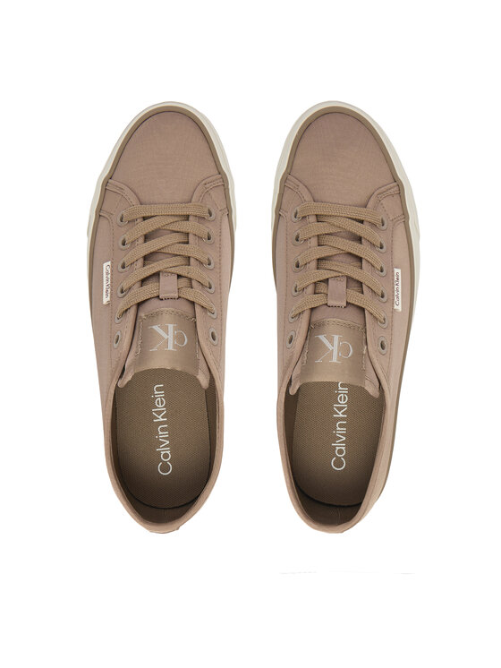 Calvin Klein Sneakersy Calvin Klein Vulc Flatform Lace Up Moire YW0YW02012 Hnědá