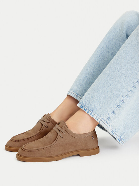 Tommy Hilfiger Poltopánky Tommy Hilfiger Lightweight Suede Apron Toe FW0FW09262 Béžová