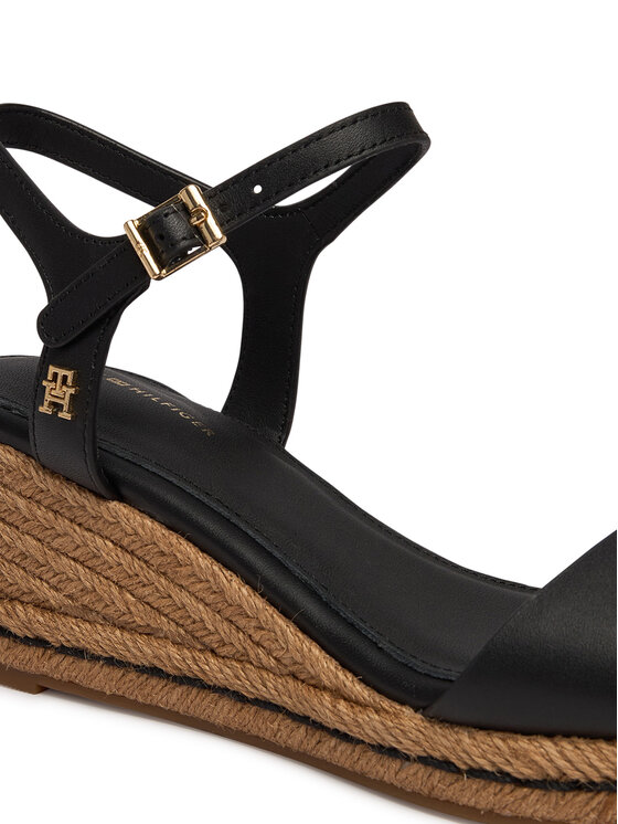 Tommy Hilfiger Espadrilky Tommy Hilfiger Mid Wedge Espad Leather FW0FW09340 Čierna