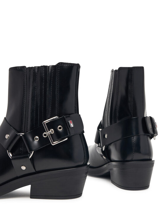 Tommy Jeans Stivaletti Tommy Jeans Tjw Buckle Leather Cowboy Boots EN0EN03143 Nero