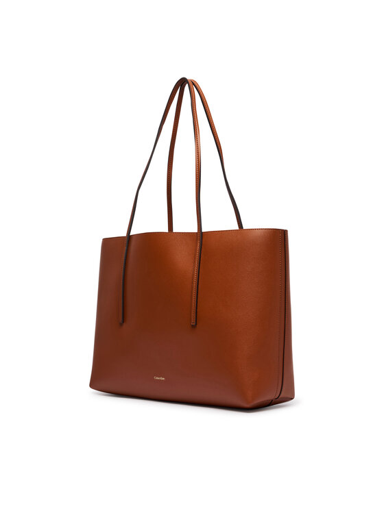 Calvin Klein Дамска чанта Calvin Klein Foil Logo Tote W/Pouch LV04F3274G Кафяв