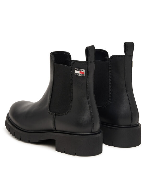 Tommy Jeans Členková obuv s elastickým prvkom Tommy Jeans Tjw Cleated Chelsea Boots EN0EN03105 Čierna
