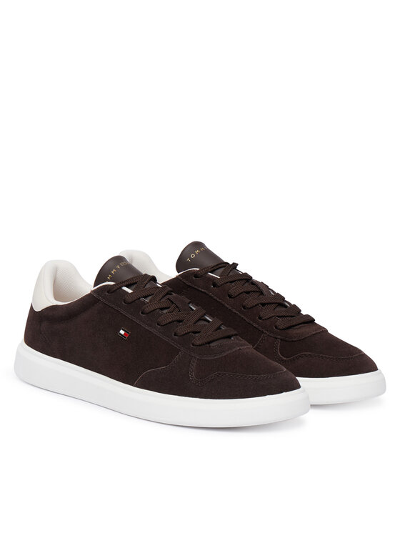Tommy Hilfiger Sneakersy Tommy Hilfiger Icon Court Light Leather FW0FW09593 Brązowy ciemny