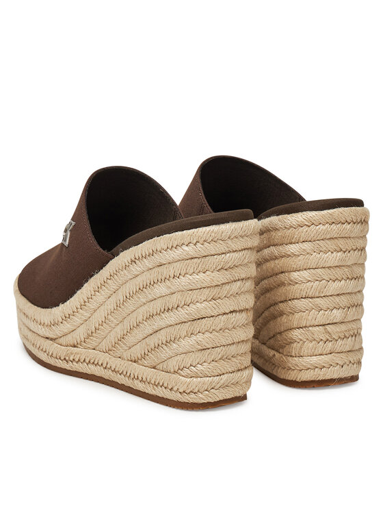 Calvin Klein Παντόφλες Calvin Klein Wedge Rope Slide Mg YW0YW01699 Καφέ