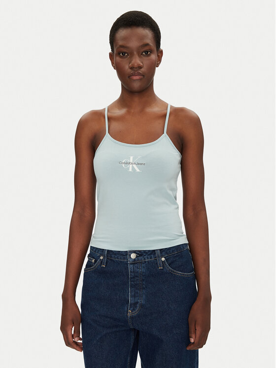 Calvin Klein Jeans Calvin Klein Jeans Top Monologo J20J223105 Azul Slim Fit