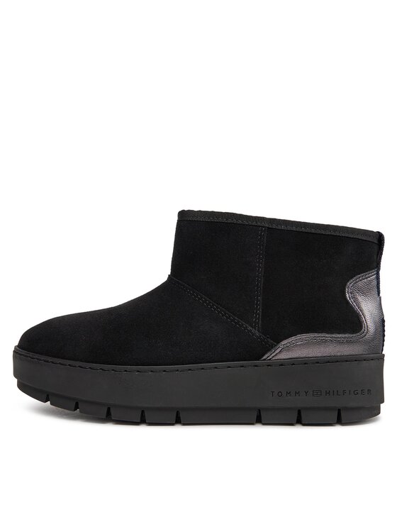 Tommy Hilfiger Škornji za sneg Tommy Hilfiger Metallic Suede Snowboot FW0FW07850 Črna