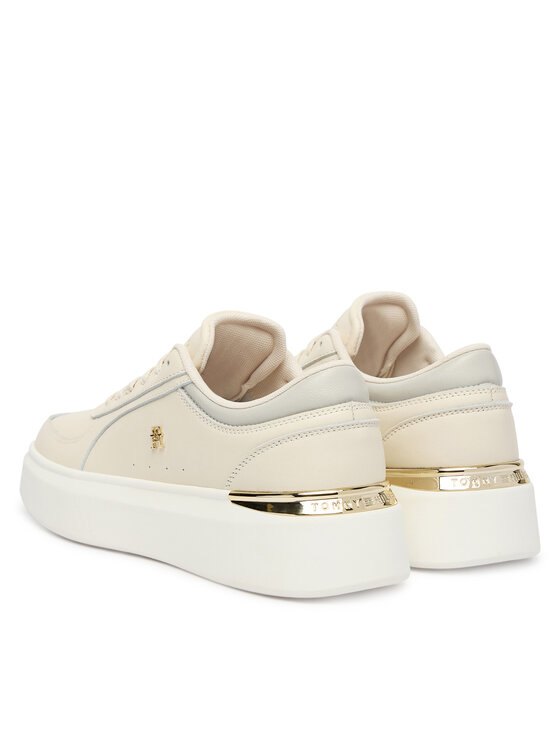 Tommy Hilfiger Tenisice Tommy Hilfiger Shiny Leather Platform Sneaker FW0FW09364 Écru