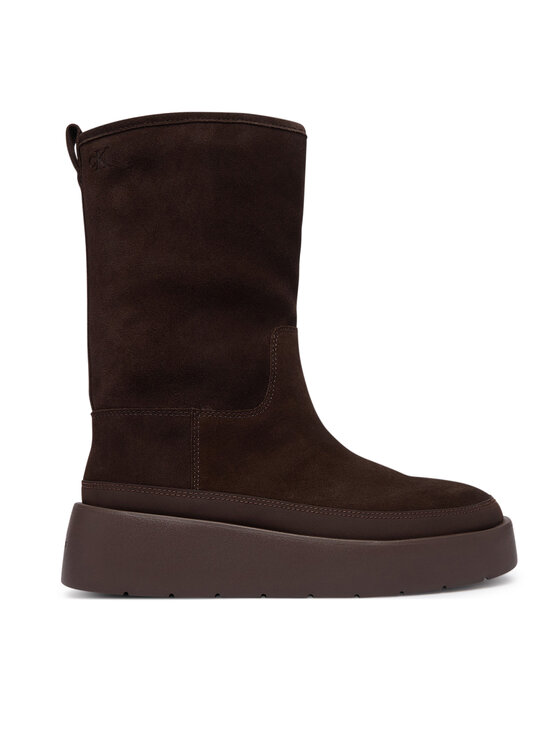 Calvin Klein Čizme za snijeg Calvin Klein Flatform Mid Boot Suede Wl HW0HW03181 Smeđa