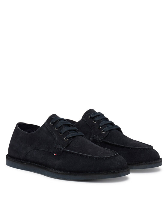 Tommy Hilfiger Cipele Tommy Hilfiger Stitchdown Suede Derby FM0FM05841 Tamnoplava