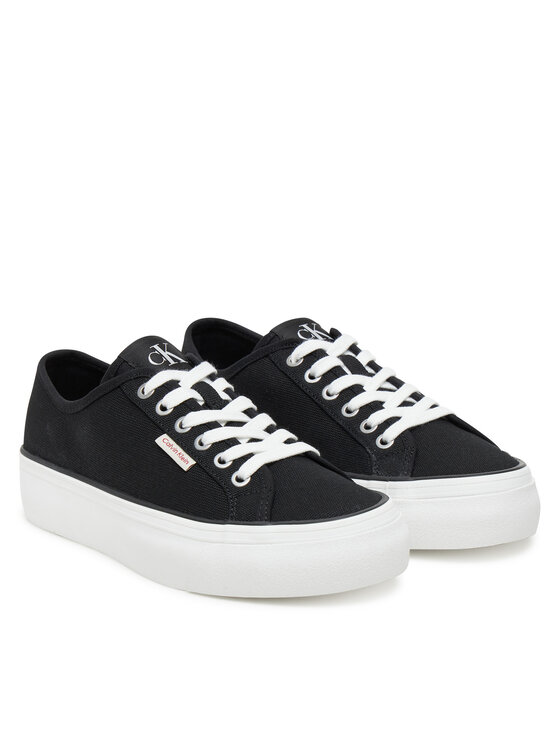 Calvin Klein Jeans Tenisice Calvin Klein Jeans Vulc Flatform Ctn Logo Tag YW0YW01838 Crna