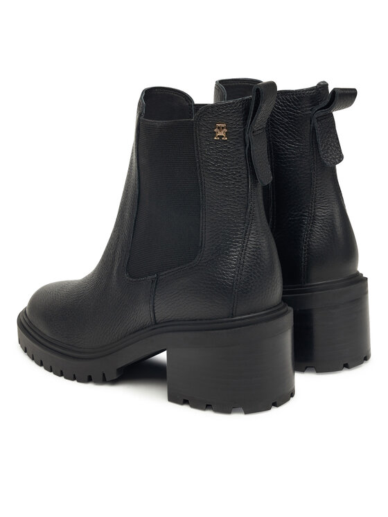 Tommy Hilfiger Botines Tommy Hilfiger Th Leather Chelsea Cleated Heel FW0FW08774 Negro