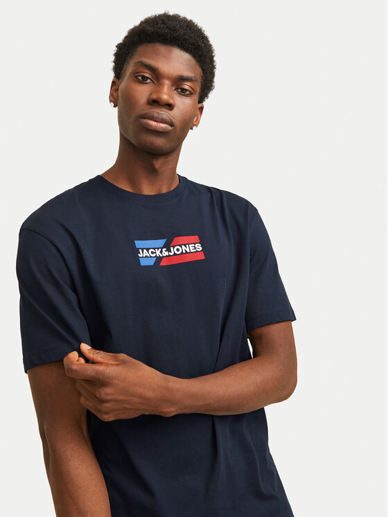 Jack & Jones Jack & Jones Majica Corp Graphic 12268415 Mornarsko modra Regular Fit
