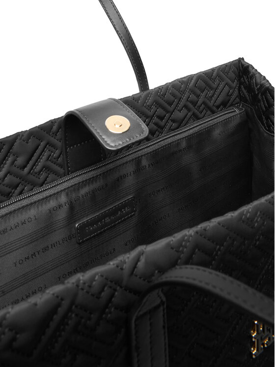 Tommy Hilfiger Дамска чанта Tommy Hilfiger Th City Tote Mono Nylon AW0AW18163 Черен
