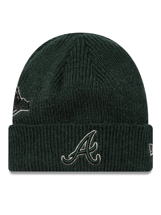 New Era Шапкa New Era Atlanta Braves World Series Patch Cuff Knit Beanie 60580730 Зелений