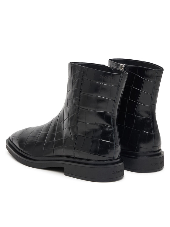 Calvin Klein Botines Calvin Klein Square Ankle Boot Zip Croc Lth HW0HW03185 Negro