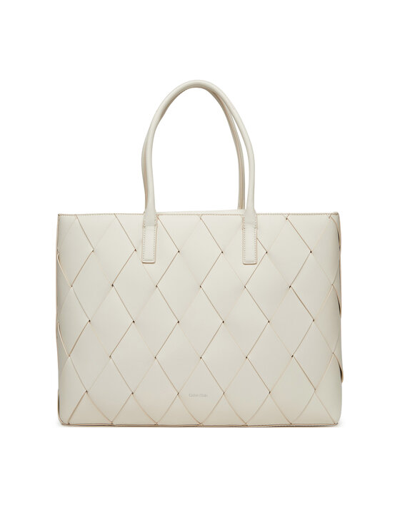 Calvin Klein Дамска чанта Calvin Klein Ck Woven Medium Shopper K60K612994 Бял