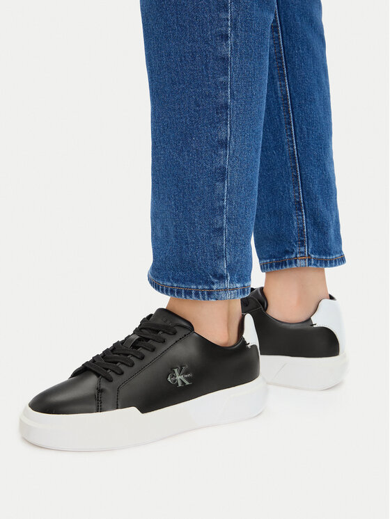 Calvin Klein Snīkeri Calvin Klein Chunky Cupsole Laceup Lth Ml YW0YW01947 Melns