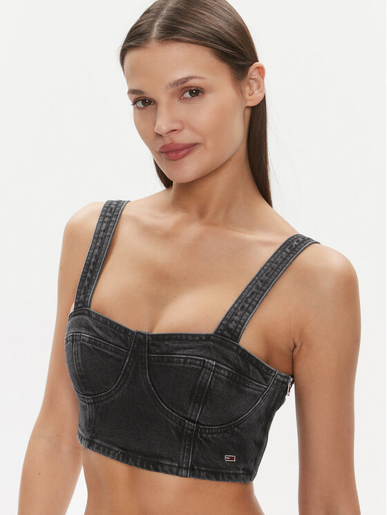 Tommy Jeans Tommy Jeans Top Bustier Top Ah7185 DW0DW17699 Nero Slim Fit