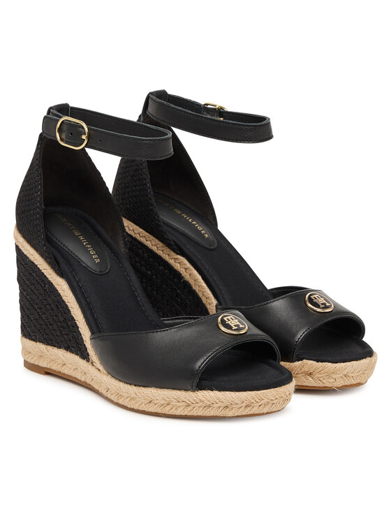 Tommy Hilfiger Espadrilky Tommy Hilfiger Plate High Wedge Espad FW0FW09517 Čierna