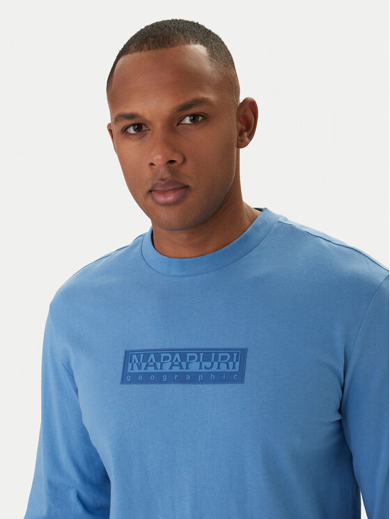 Napapijri Napapijri Longsleeve S-Box Logo NP0A8BC5 Голубий Regular Fit