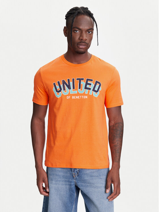 United Colors Of Benetton United Colors Of Benetton Majica 3I1XU1096 Oranžna Regular Fit