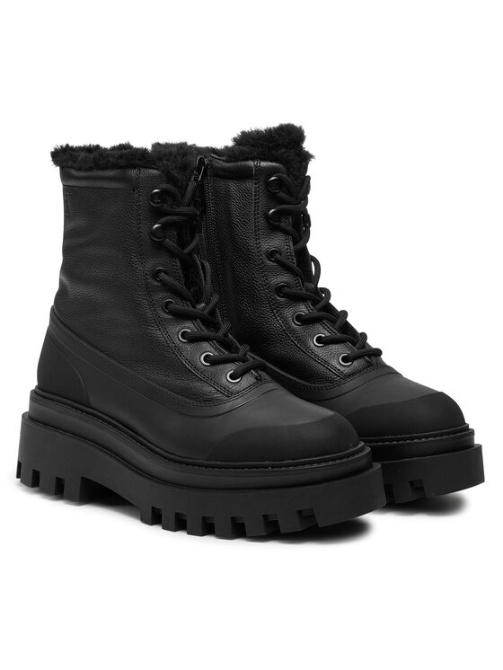 Calvin Klein Jeans Planinarske cipele Calvin Klein Jeans Flatform Lace Up Boot Padded YW0YW01557 Crna