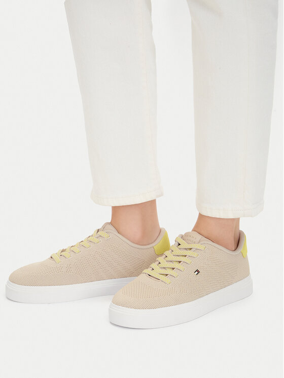 Tommy Hilfiger Sneakersy Tommy Hilfiger Knit Cupsole FW0FW09289 Beżowy