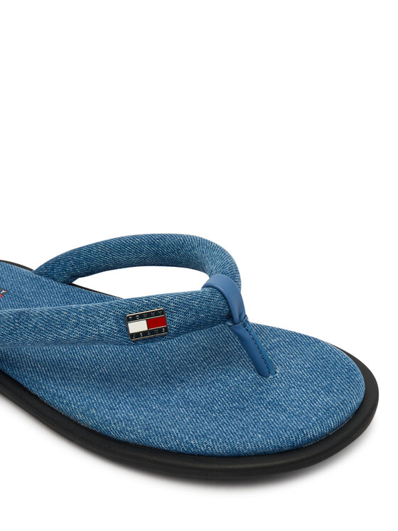 Tommy Jeans Čības uz pirksta Tommy Jeans Tjw Padded Denim Casual Sandal EN0EN03021 Zils
