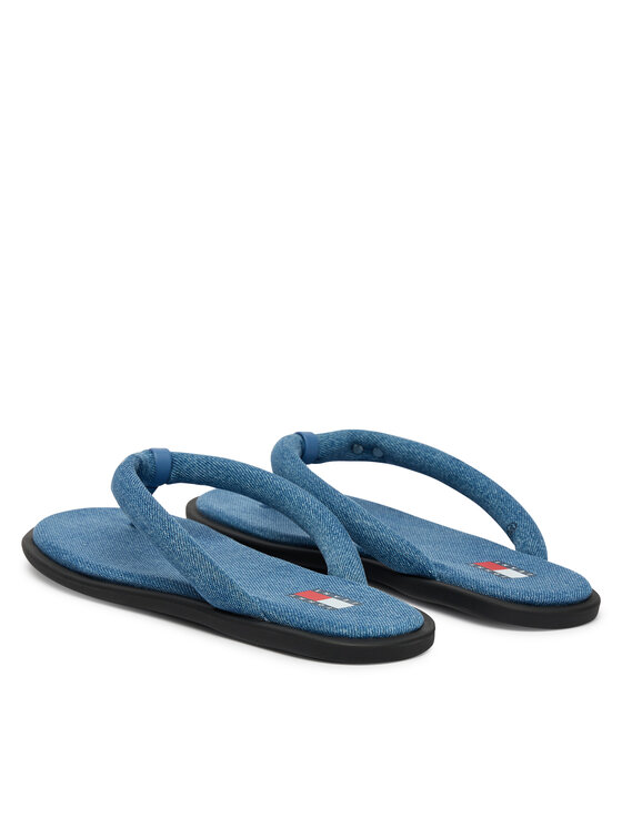 Tommy Jeans Джапанки Tommy Jeans Tjw Padded Denim Casual Sandal EN0EN03021 Син
