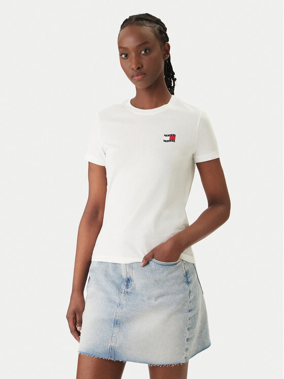 Tommy Jeans Tommy Jeans Camiseta Wavy Flag DW0DW22274 Blanco Regular Fit