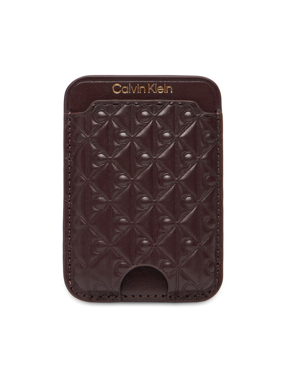 Calvin Klein Kredītkaršu turētājs Calvin Klein Aop Leather Magnetic Card Case LV04F1100G Bordo