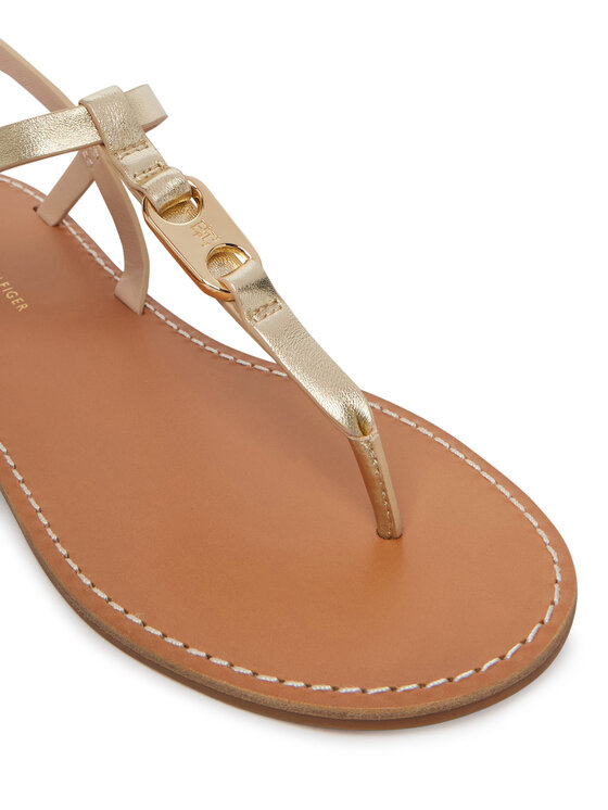 Tommy Hilfiger Sandali Tommy Hilfiger Leather Thong Sandal Gold FW0FW09331 Oro