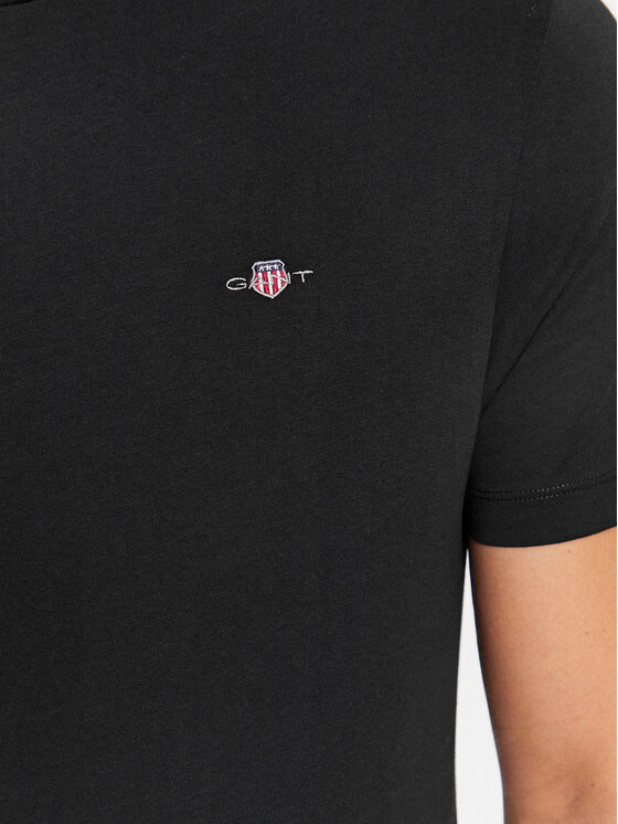 Gant Gant Marškinėliai Shield 2003184 Juoda Regular Fit