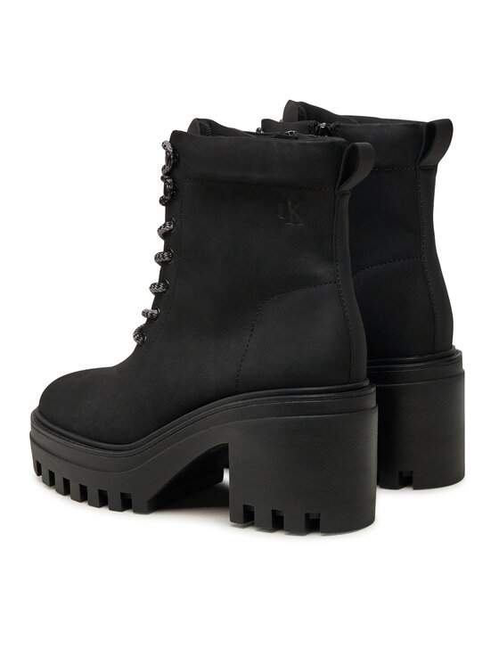 Calvin Klein Jeans Ghete Calvin Klein Jeans Chunky Heeled Zip Boot Lth YW0YW01548 Negru