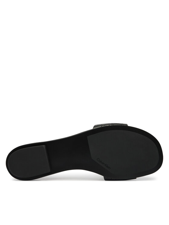 Calvin Klein Natikači Calvin Klein Org Flat Sndl One Bar Lth Aop HW0HW02857 Črna