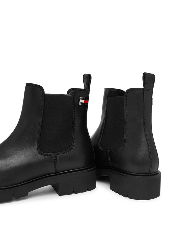 Tommy Jeans Kotníková obuv s elastickým prvkem Tommy Jeans Tjw Cleated Chelsea Boots EN0EN03105 Černá