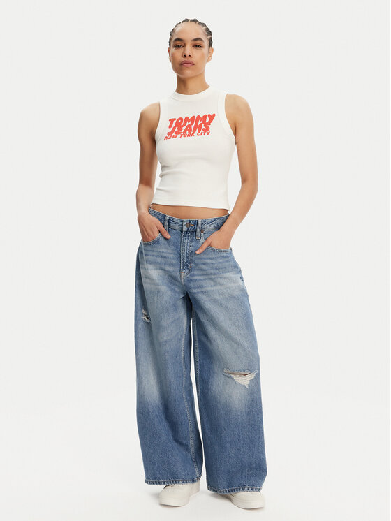 Tommy Jeans Tommy Jeans Felső DW0DW21339 Ekru Slim Fit