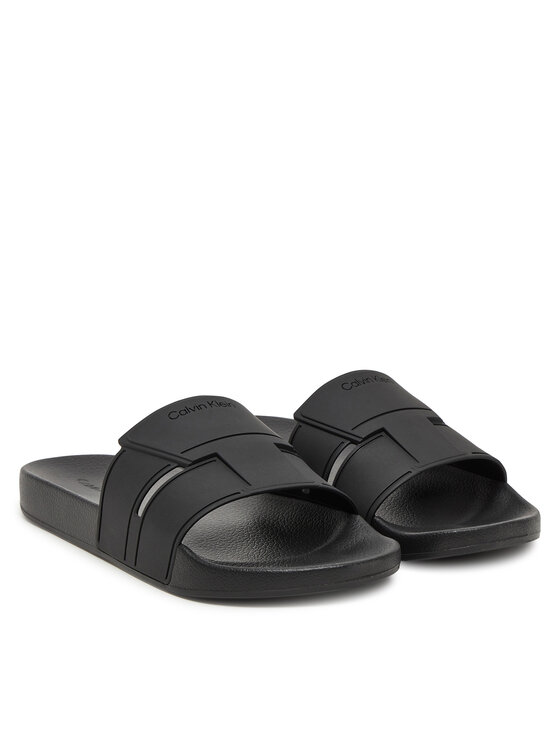Calvin Klein Iešļūcenes Calvin Klein Pool Slide Double T HM0HM01752 Melns