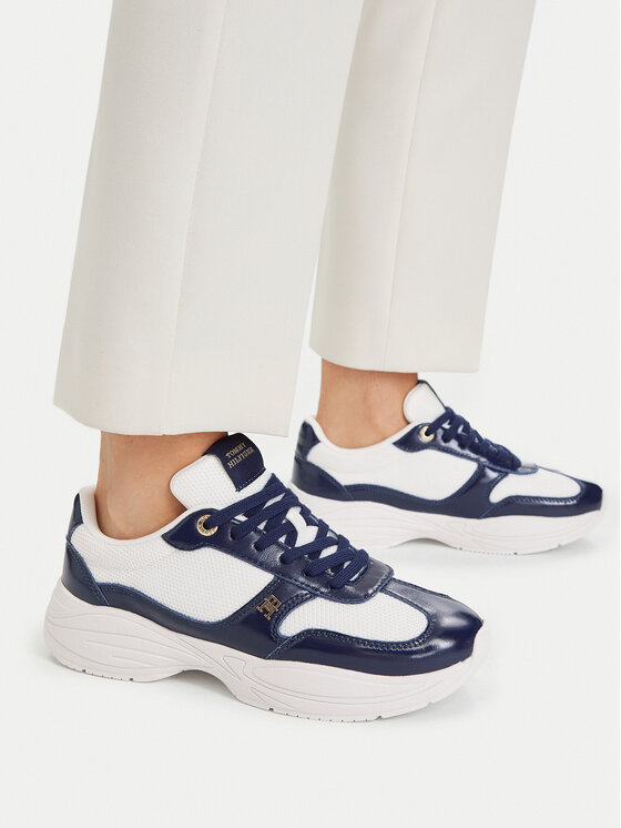 Tommy Hilfiger Snīkeri Tommy Hilfiger Modern Runner Shiny Leather FW0FW09413 Tumši zils