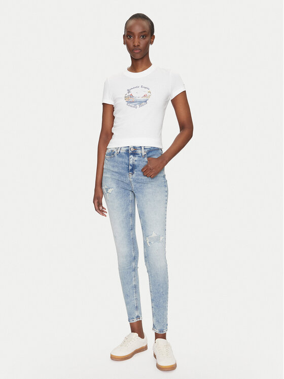 Tommy Jeans Tommy Jeans Camiseta Romance DW0DW21342 Écru Slim Fit