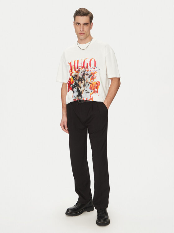 HUGO HUGO Футболка Dugie 50538259 Écru Oversize