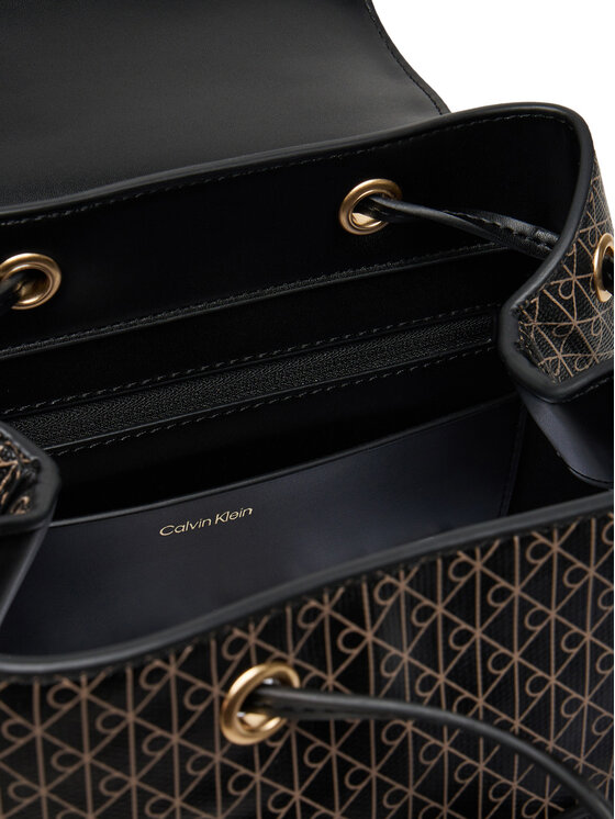 Calvin Klein Mugursoma Calvin Klein Emblem Aop Flap Backpack LV04F3271G Melns