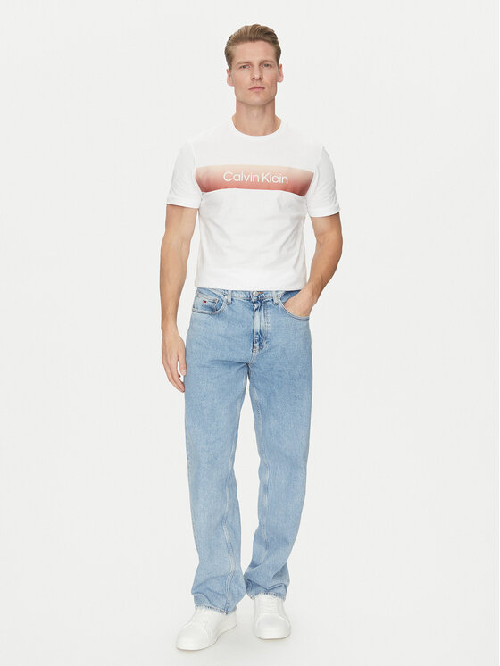 Calvin Klein Calvin Klein Majica Linear Ombre K10K114163 Bela Regular Fit