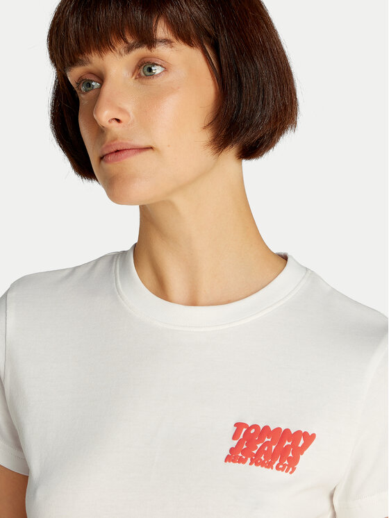 Tommy Jeans Tommy Jeans Majica Bubble DW0DW21338 Bela Regular Fit