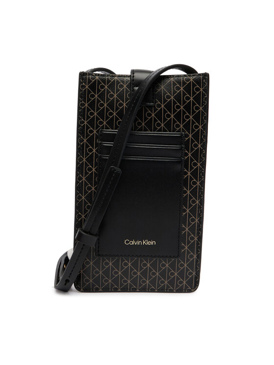 Calvin Klein Torbica za telefon Calvin Klein Emblem Aop Phone Crossbody LV04F1115G Črna