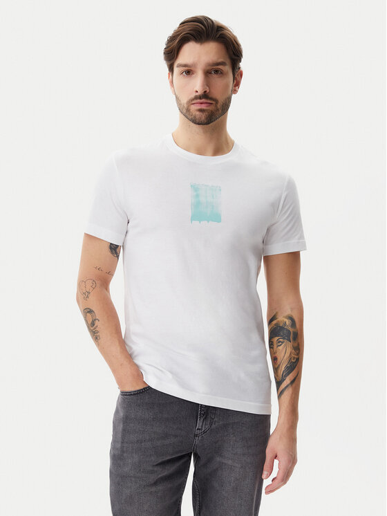Calvin Klein Jeans Calvin Klein Jeans Majica Brush Stroke J30J327522 Bela Regular Fit