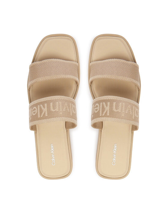 Calvin Klein Klapki Calvin Klein Flatform Sndl Webbing HW0HW02878 Beżowy