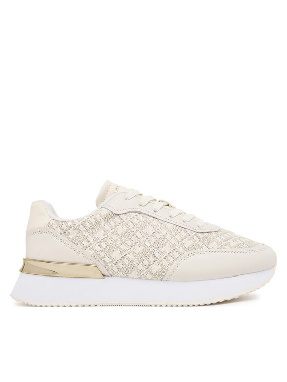 Tommy Hilfiger Sneakersy Tommy Hilfiger Chic Monogram Runner FW0FW09051 Écru
