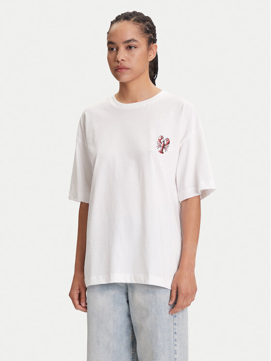 Pieces Pieces Футболка Tobster 17160811 Білий Oversize