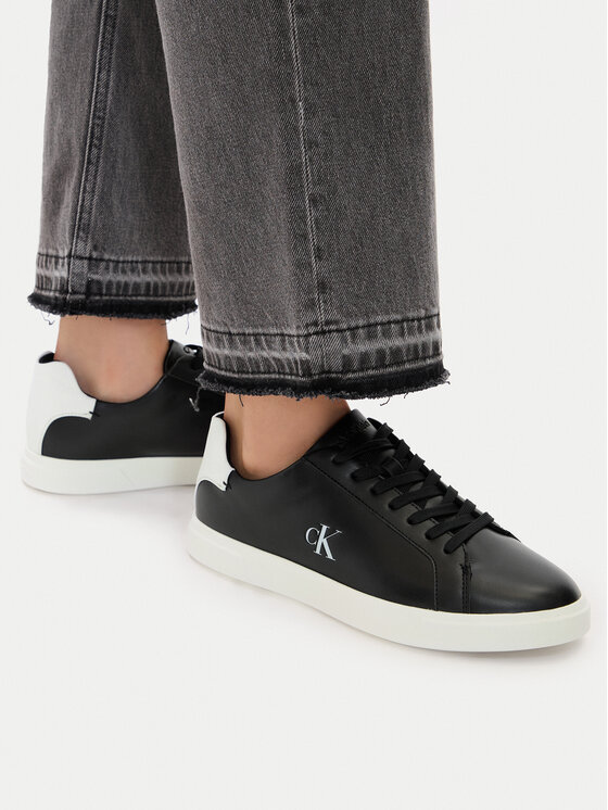 Calvin Klein Sneakersy Calvin Klein Low Pro Cup Laceup Lth Moire HW0HW02845 Czarny